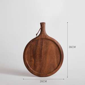 Planche à découper en bois de noyer naturel, planche de service rainurée pour pizza, avec poignées, pour les fêtes, la cuisine - Product Image 2