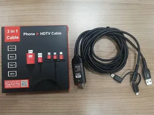 3in1 HD וידאו מתאם HDTV כבל תצוגת קישור עבור iPhone X XS MAX XR Huawei P30 סמסונג S9 S10 iOS סוג C אנדרואיד טלפון לטלוויזיה