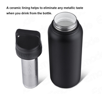 Tasse de voyage à café isolée avec doublure en céramique personnalisée, gobelet à thé en acier inoxydable avec infuseur, poignée de capuchon portable étanche