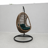 Fauteuil suspendu d'extérieur en métal résistant aux intempéries pour adultes, chaise balançoire œuf en rotin PE pour patio, jardin et villa