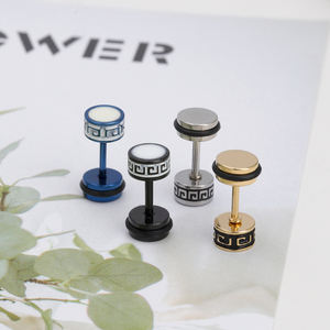 أقراط مرصعة للرجال ، أقراط سوداء عتيقة للحفلات ، أقراط طويلة ، حديد دائري ، فولاذ مقاوم للصدأ لحفلات السهرة 2 ozg - Product Image 5