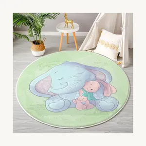 Green appearance blue elephant cute rabbit solid color large area traditional craftsmanship modern style carpet