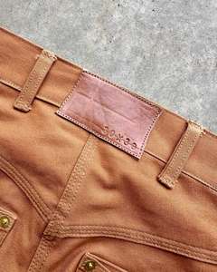Fabricante personalizado diseñador algodón pato Lona de gran tamaño doble rodilla carpintero bota corte pierna ancha pantalones vaqueros holgados para hombres - Product Image 5