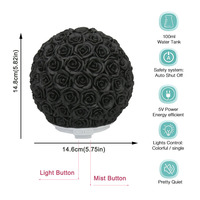 Diffuseur d'arôme pour aromathérapie, dispositif d'air LED en forme de Rose, huile essentielle, 3D sphérique, diffuseur ultrasonique de résine,