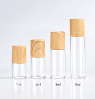 Flacons à bille en verre mat de 1 ml à 10 ml avec bouchon effet bois et billes en acier pour huiles essentielles et parfums, rechargeables