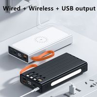 Banco de Energía Inalámbrico de Gran Capacidad 30000mAh, Cargador Portátil con Pantalla LED de 10W y 4 Cables para Uso en Exteriores