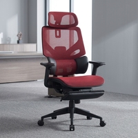 Chaise de bureau ergonomique Anji au design moderne, dossier haut en maille, avec repose-pieds, en tissu