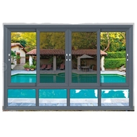 Puerta y Ventanas de Aluminio con Acabado en Color Negro, Ventana Corrediza Antihuracán y Ventana Abatible de Aluminio para Diseño de Hogar