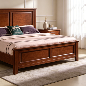 Traditional Mahogany <b>Queen</b> <b>Size</b> Storage <b>Bed</b> <b>Frame</b> with Panel Design Wood Construction - Product Image 6