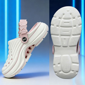 Sabots EVA pour femmes, été, antidérapants, semelle épaisse, sandales de sport de plein air, plage, blanc, rose, design à empiècements - Product Image 3