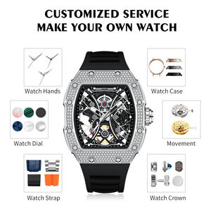 Montre automatique de luxe pour homme ONOLA 2024, modèle 3828D, boîtier carré noir, fermoir à boucle, cadran en verre, résistance à l'eau 3 BAR - Product Image 1