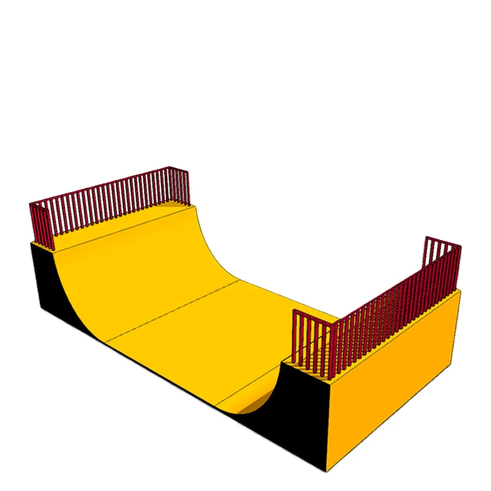 Rampa di skateboard half pipe in plastica con superficie in legno half pipe skateboard all'aperto per skate park rampa di superficie per macinare mini interni