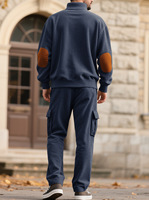 PASUXI 2026 Costume de travail sportif vintage pour homme, décontracté, grande taille, 2 pièces, col rabattu, manches longues, couleur unie, respirant