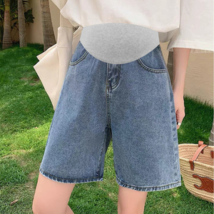 Shorts en jean pour femmes enceintes <span class=keywords><strong>ceinture</strong></span> de taille réglable été <span class=keywords><strong>pantalon</strong></span> de ventre ample jean taille haute maternité pantalons décontractés - Product Image 4
