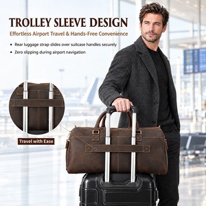 Sac de voyage unisexe en cuir Crazy Horse vintage <span class=keywords><strong>Marant</strong></span>, compartiment séparé pour chaussures, grande capacité, bagage en cuir véritable - Product Image 3