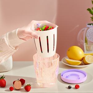 Vaso Doble para Llevar Fruta y Ensalada con Tenedor, Caja Portátil para Carnes con Drenaje y Sellada - Product Image 4