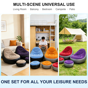 Canapé-lit gonflable moderne en PVC floqué, chaise longue pliable pour le camping en plein air et la détente à la maison - Product Image 4