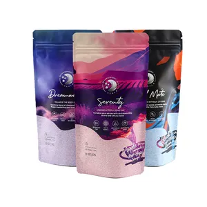 Custom Printed Resealable Zipper Aluminum Foil Lining Stand Up Flat Bottom Ziplock Bags For Tea Powder