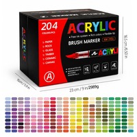 204 408 Couleurs Marqueurs Acryliques à Pointe Pinceau Peinture à Base d'Eau Couleurs Riches Pointe Flexible pour Art DIY sur Pierre Bois Verre Toile