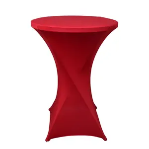 Wholesale Pure Color Stretch Elastic Round Fitted Party Outdoor use Cocktail Spandex Table cover Table Cloth