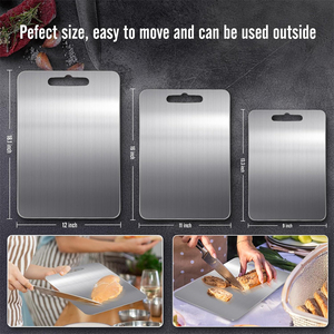 Tabla de <span class=keywords><strong>Cortar</strong></span> Personalizada de Metal Acero Inoxidable para Cocina Verduras <span class=keywords><strong>Pan</strong></span> Carne Tabla de <span class=keywords><strong>Cortar</strong></span> de Titanio de Doble Cara - Product Image 2