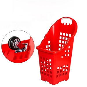 Supermercado Hipermercado Gran capacidad 70L Cesta DE LA COMPRA Carro Cesta rodante con ruedas Carro de compras de plástico - Product Image 4