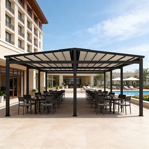 Pergola Commerciale Retrattile Estensibile dal Design Moderno con Tenda <span class=keywords><strong>a</strong></span> <span class=keywords><strong>Vela</strong></span> in Textilene, Nuova Tettoia <span class=keywords><strong>da</strong></span> Giardino per Esterni in Alluminio con Telecomando - Product Image 1