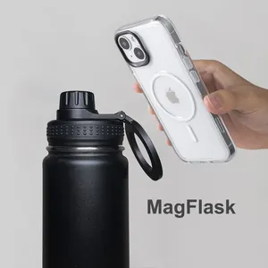 Từ Nước Chai Điện Thoại Di Động Chủ Magsafe Thermos Flask Tripod Cách Điện Chai Nước Hàng Đầu Với Nam Châm Điện Thoại Núi Đứng