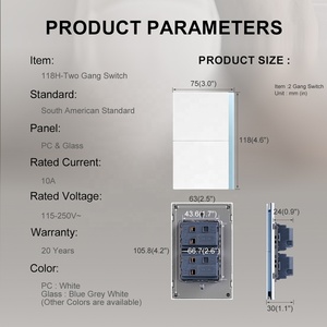 Elektrischer Schalter PC-Glasscheibe US-Standard Dünnwand schalter 2-Gang-Schalter für elektrische Teile Neues Design - Product Image 2