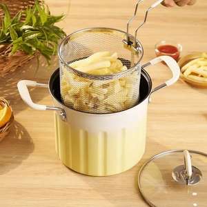 Olla para freidora con cesta para freír, calentador <span class=keywords><strong>de</strong></span> leche, cesta práctica para colador <span class=keywords><strong>de</strong></span> aceite para patatas fritas, anillos <span class=keywords><strong>de</strong></span> <span class=keywords><strong>cebolla</strong></span>, <span class=keywords><strong>restaurante</strong></span>, hogar - Product Image 3