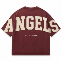 T-shirt pour homme en coton lourd vintage de style streetwear avec lettrage brodé, coupe ample rétro