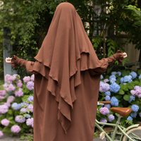 Vêtements Musulmans Traditionnels & Accessoires Plissés en Polyester, Jilbab de Prière Long à 2 Couches, Khimar, Niqab, Écharpe Islamique pour Femmes Musulmanes