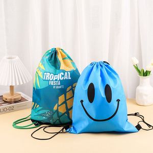 Digital Color Printing Logo Cloth Waterproof Marathon Event Polyester Fabric Heat Transfer Printed <b>Drawstring</b> <b>Backpack</b> - Product Image 1