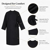 Robe de coiffure tendance style kimono avec lien, logo personnalisé, en polyester résistant à l'eau, unisexe, noire, pour femmes et clients