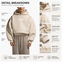 Sweat à capuche court et ample pour homme, coupe oversize, avec logo personnalisé OEM, en molleton épais brossé anti-boulochage, certifié OEKO-TEX