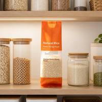 Sac de conservation alimentaire thermoscellé pour céréales, pochette d'emballage plastique à fenêtre transparente et soudure centrale pour riz et céréales complètes