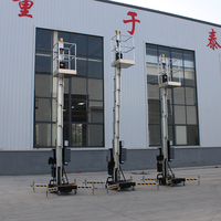 Élévateur à mât mobile avec roues, 8 m, hydraulique, électrique, pour une ou deux personnes, capacité de 160 kg, vitesse de montée/descension de 22/20 secondes