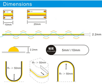 Bande lumineuse LED COB en cuivre 400 LED/M Ra>90 12V 24V 5mm/10mm Éclairage paysager flexible avec télécommande USB Epistar