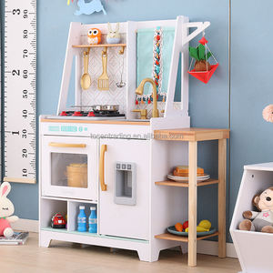 Meilleures ventes : Ensemble de cuisine en bois pour enfants, jeu d'imitation, avec machine à glaçons, évier, robinet et brûleurs - Product Image 1