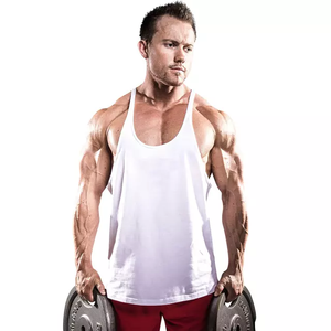 Custom White <b>Men's</b> Gym Tank Top Sleeveless Knitted <b>Singlets</b> Casual Style <b>Mens</b> Clothing - Product Image 1
