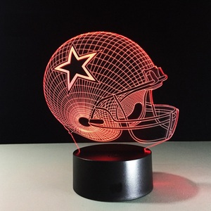Lampe de nuit LED 3D Casque Dallas Cowboys, blanc chaud, à commande tactile, intensité réglable, en acrylique, branchement USB, taille moyenne, pour chambre contemporaine - Product Image 4