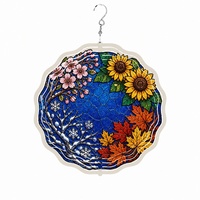 Carillon éolien rond en fer, couronne florale quatre saisons, cloche éolienne suspendue en métal, décoration d'intérieur, cadeau