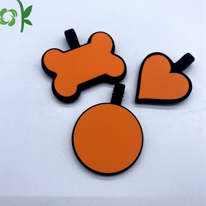 Etichette personalizzate OKSILICONE per animali domestici 3 confezioni con cuore rotondo in Silicone Logo personalizzato etichette con nome per <span class=keywords><strong>cani</strong></span> in gomma - Product Image 3