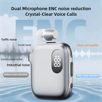 Auriculares Intrauditivos con Clip Lavalier K91, Cable Retráctil, V6.0, Cancelación de Ruido ENC, 90H, IPX4, Resistentes al Agua, Inalámbricos