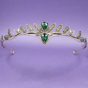 Tiara de Corona Vintage OEM con Hojas Doradas y Plateadas, Exquisito Adorno de Diamantes de Imitación para Boda, Fiesta de Graduación, Concurso de Belleza, Disfraz - Product Image 2