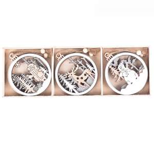 Renne en bois Père Noël Bonhomme De Neige Boule De Noël Décoration Suspendue Arbre De Noël Ornement Décoration - Product Image 2