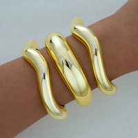 Ensemble de bracelets ouverts CCB à motif géométrique - 3 pièces, bijoux pour femmes, élégants, polyvalents, luxueux et tendance NBR0030