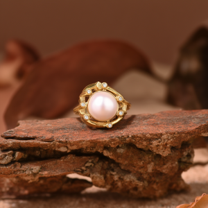 Anillo de Moda de Acero Inoxidable 316L con Baño de Oro PVD, Perla con Diamantes, Joyería para Mujer - Product Image 3
