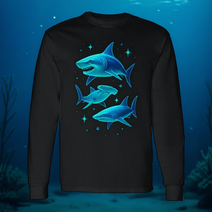 Camiseta Retro de Manga Larga con Estampado Digital de Tiburón Martillo, Unisex para Adultos, Cuello Redondo, para Actividades Promocionales - Product Image 3