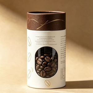Tube à café en papier kraft écologique avec logo en feuille d'or, boîte cylindrique recyclable pour le stockage des grains de café - Product Image 2